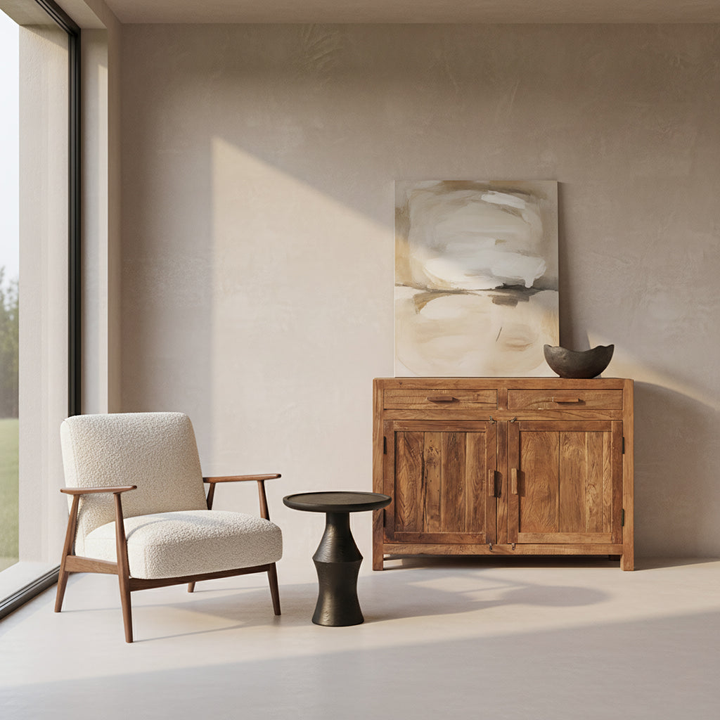 Sideboard aus recyceltem Holz mit 2 Türen und 2 Schubladen – 120x38 cm
