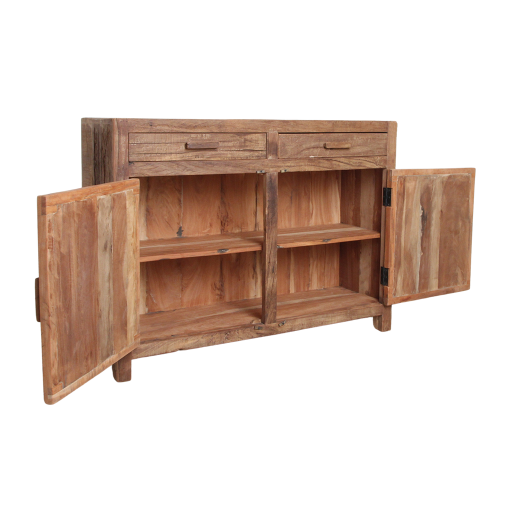 Sideboard aus recyceltem Holz mit 2 Türen und 2 Schubladen – 120x38 cm