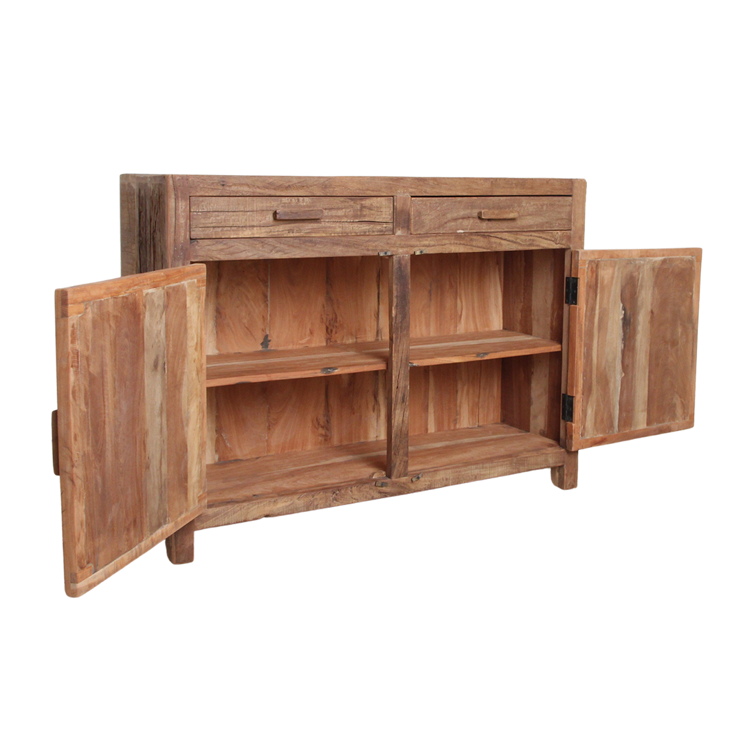 Sideboard aus recyceltem Holz mit 2 Türen und 2 Schubladen – 120x38 cm