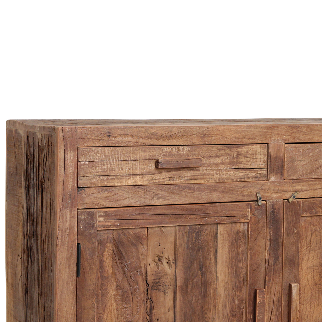 Sideboard aus recyceltem Holz mit 2 Türen und 2 Schubladen – 120x38 cm