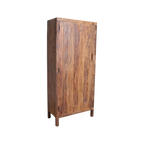 Hoher Schrank mit 1 Tür aus recyceltem Holz in Naturbraun – 80x40 cm