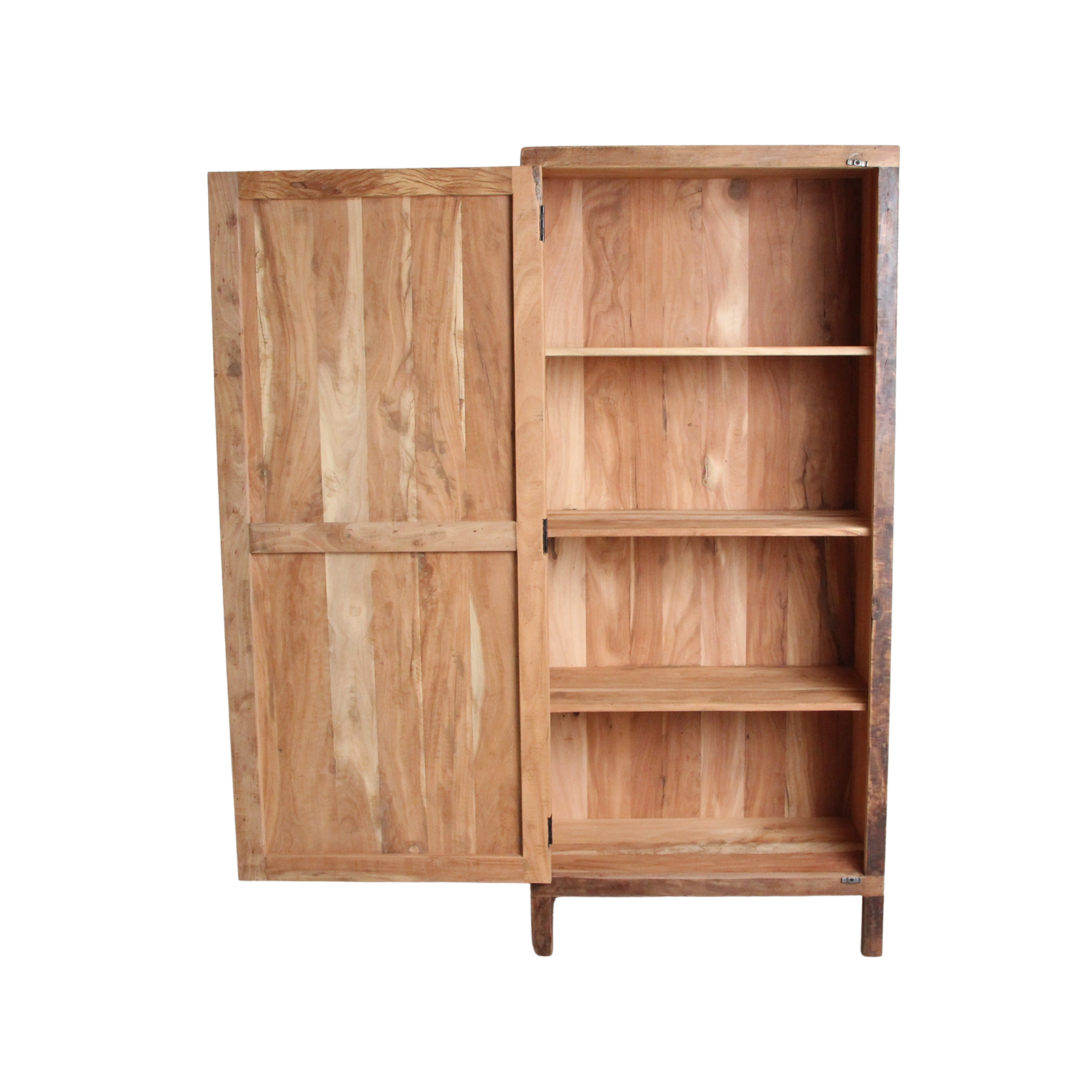 Hoher Schrank mit 1 Tür aus recyceltem Holz in Naturbraun – 80x40 cm