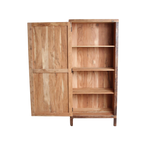 Hoher Schrank mit 1 Tür aus recyceltem Holz in Naturbraun – 80x40 cm