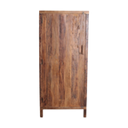 Hoher Schrank mit 1 Tür aus recyceltem Holz in Naturbraun – 80x40 cm