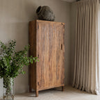 Hoher Schrank mit 1 Tür aus recyceltem Holz in Naturbraun – 80x40 cm