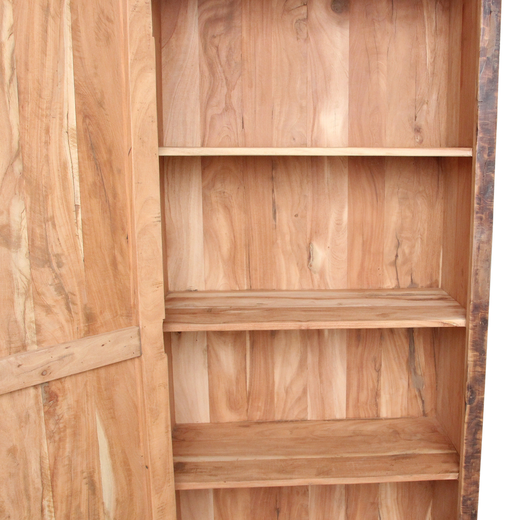 Hoher Schrank mit 1 Tür aus recyceltem Holz in Naturbraun – 80x40 cm