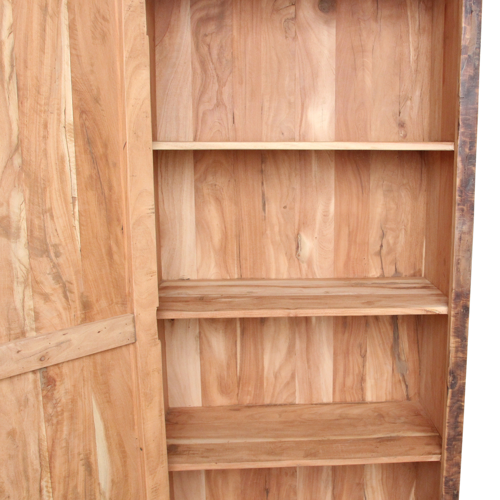 Hoher Schrank mit 1 Tür aus recyceltem Holz in Naturbraun – 80x40 cm