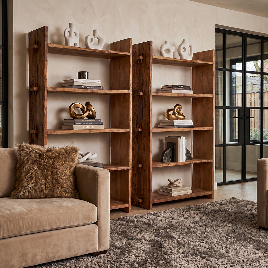 Regal aus recyceltem Holz in Braun mit kräftigen Wangen – 100x37 cm