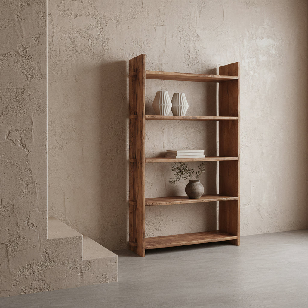 Regal aus recyceltem Holz in Braun mit kräftigen Wangen – 100x37 cm