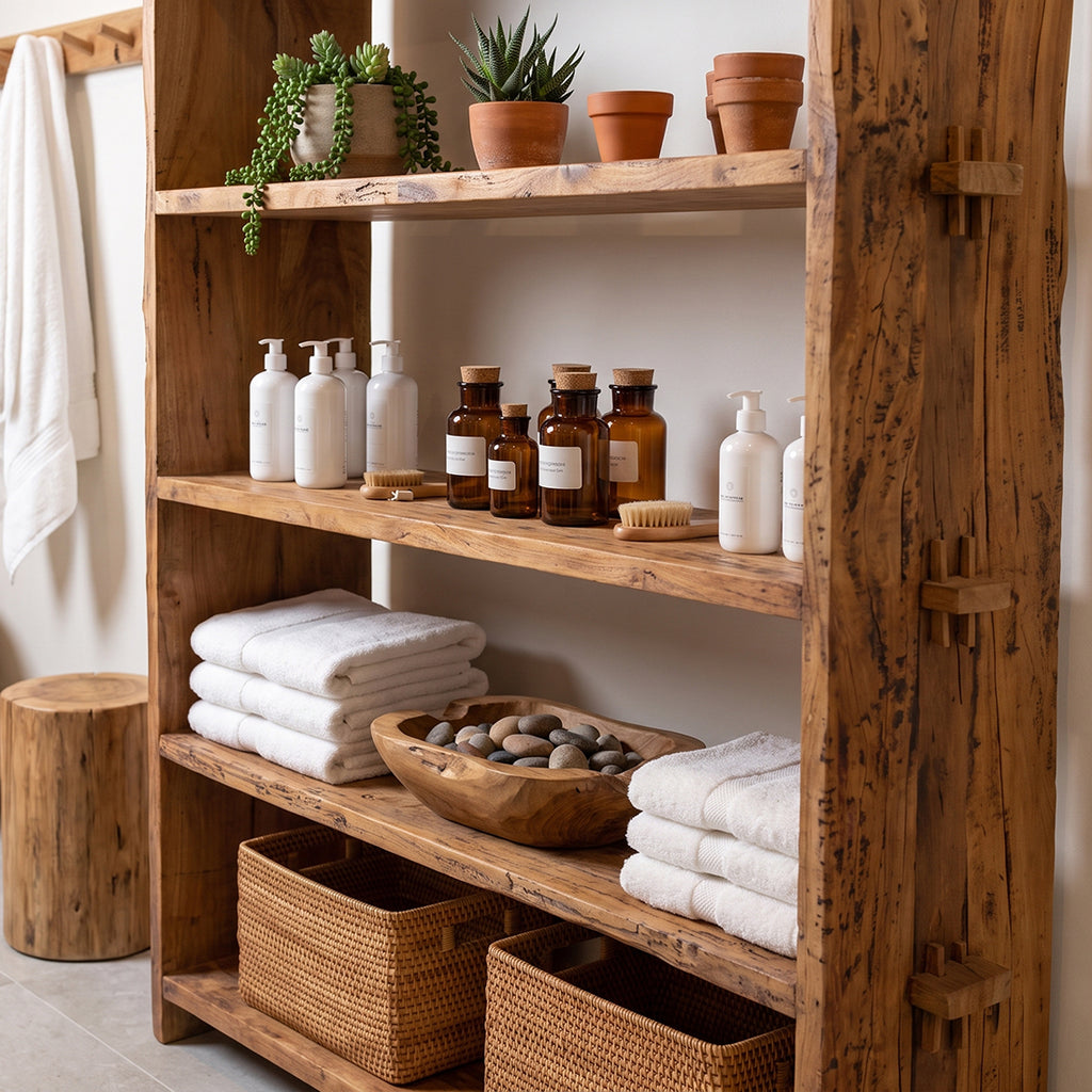 Regal aus recyceltem Holz in Braun mit kräftigen Wangen – 100x37 cm