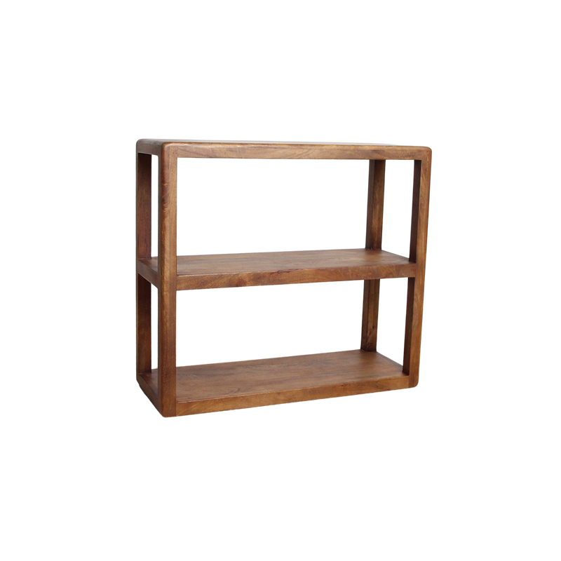 Regal aus Mangoholz in Braun mit abgerundeten Kanten – 100x38 cm