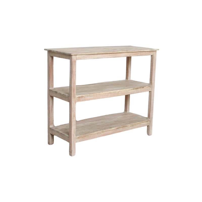 Schuhregal aus recyceltem Holz in Beige für den Flur – 90x35 cm
