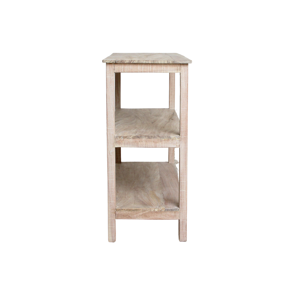 Schuhregal aus recyceltem Holz in Beige für den Flur – 90x35 cm