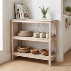 Schuhregal aus recyceltem Holz in Beige für den Flur – 90x35 cm