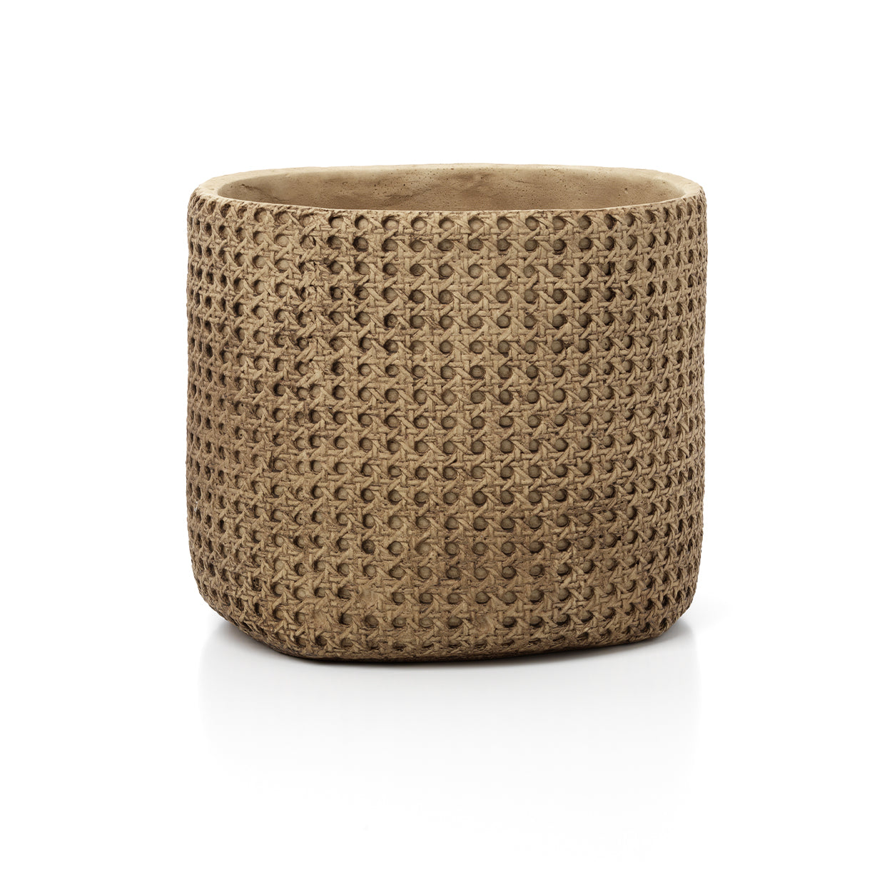 Übertopf aus Beton in Beige mit Flechtoptik – Ø26 cm