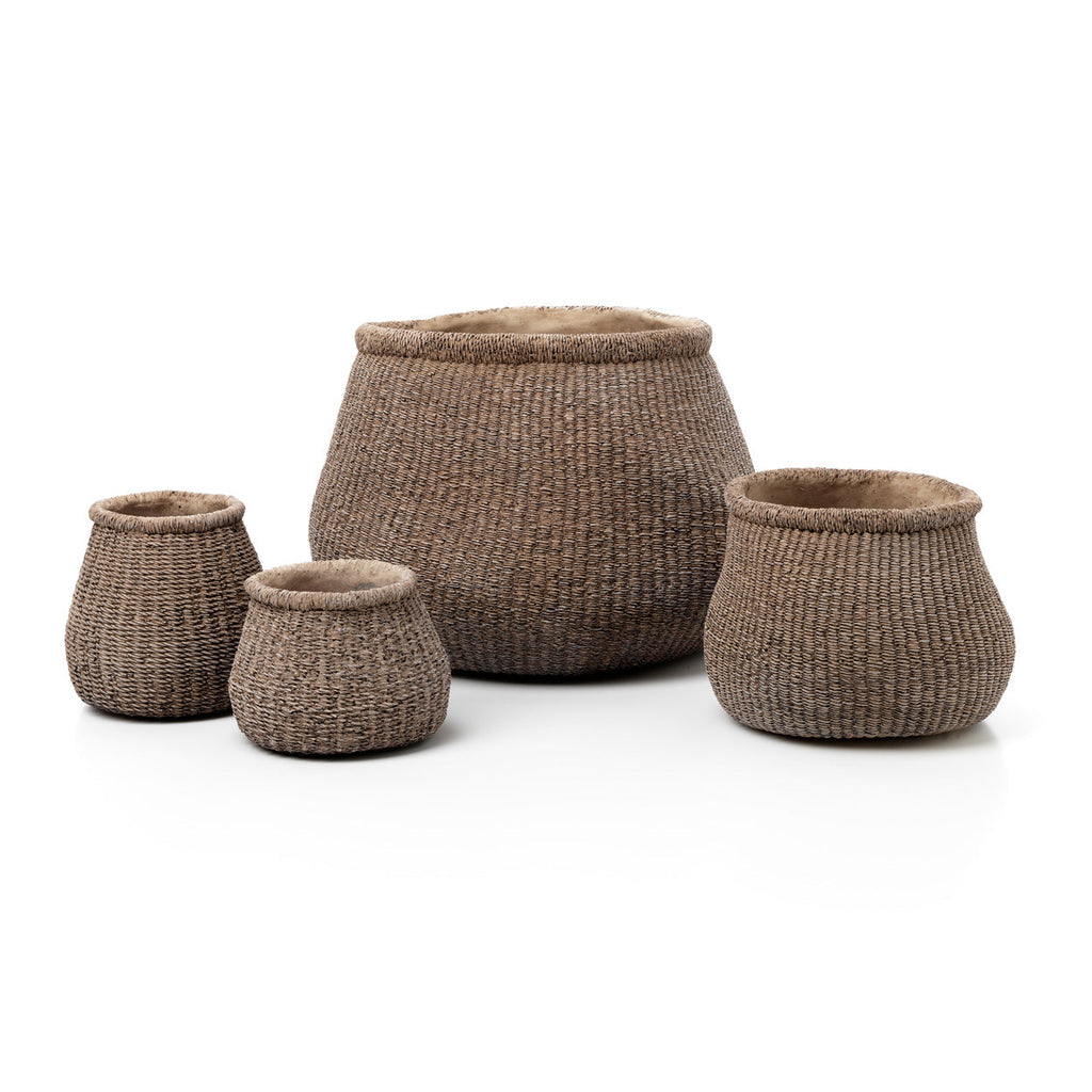 Übertopf aus Zement in Braun für Zimmerpflanzen – 16x16x13 cm