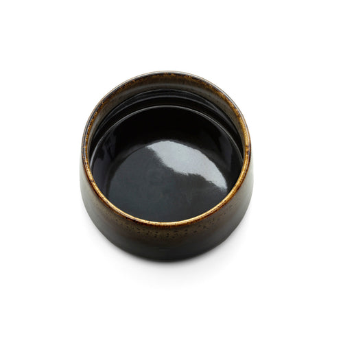 Schale aus glasierter Keramik in Dunkelbraun – 12x12x7 cm