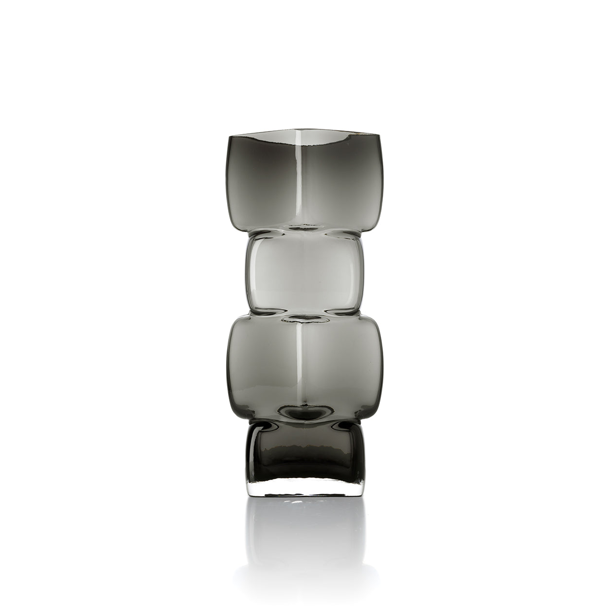 Deko-Vase aus Rauchglas in Totemform, Dunkelgrau – H 30 cm