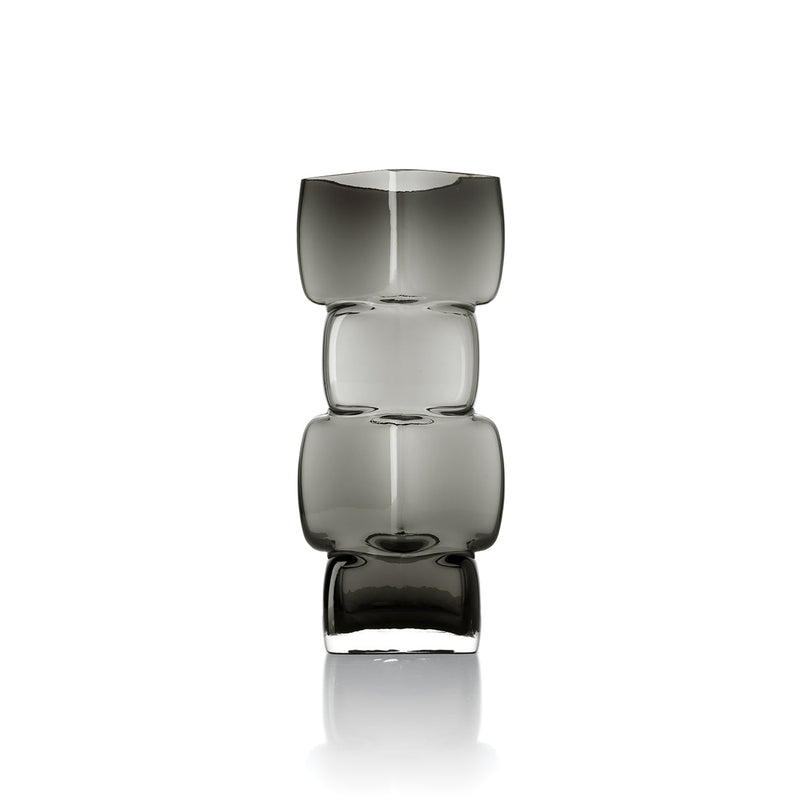 Deko-Vase aus Rauchglas in Totemform, Dunkelgrau – H 30 cm