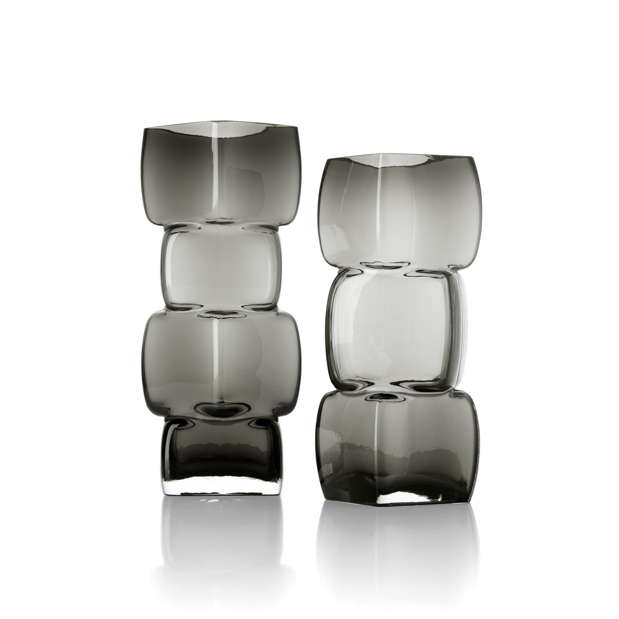 Deko-Vase aus Rauchglas in Totemform, Dunkelgrau – H 30 cm
