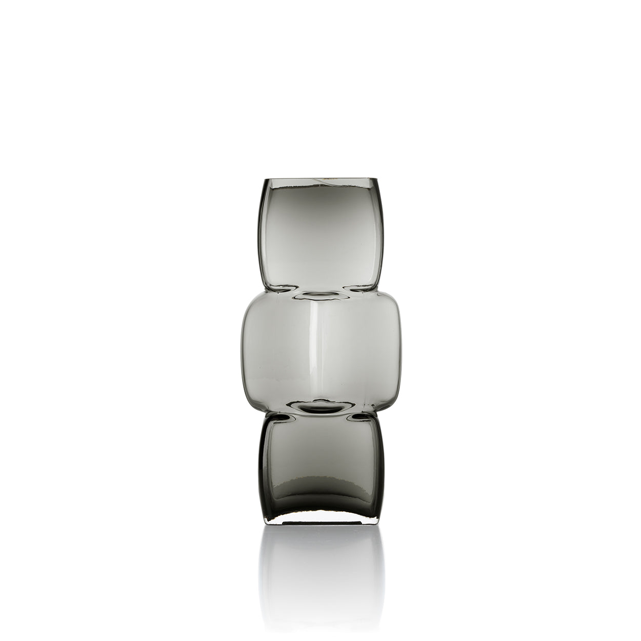 Deko-Vase aus Rauchglas in Totemform, Dunkelgrau – H 27 cm