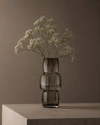 Deko-Vase aus Rauchglas in Totemform, Dunkelgrau – H 27 cm