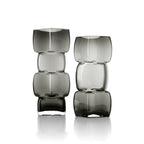 Deko-Vase aus Rauchglas in Totemform, Dunkelgrau – H 27 cm