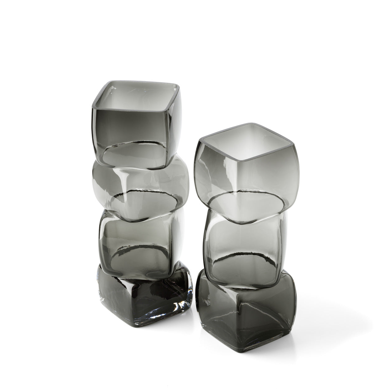 Deko-Vase aus Rauchglas in Totemform, Dunkelgrau – H 27 cm