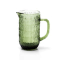 Pichet en verre recyclé vert ondulé avec anse