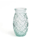 Wasserglas aus recyceltem Glas in Blau mit Rautenrelief