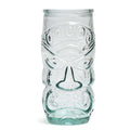 Geschnitztes Tiki-Glas aus blauem Recyclingglas transparent