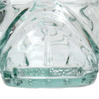 Geschnitztes Tiki-Glas aus blauem Recyclingglas transparent