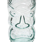 Geschnitztes Tiki-Glas aus blauem Recyclingglas transparent