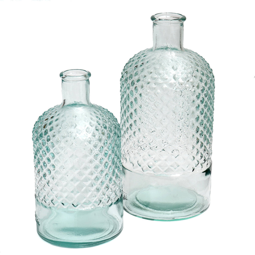 Vase aus recyceltem Glas in Blau 28 cm