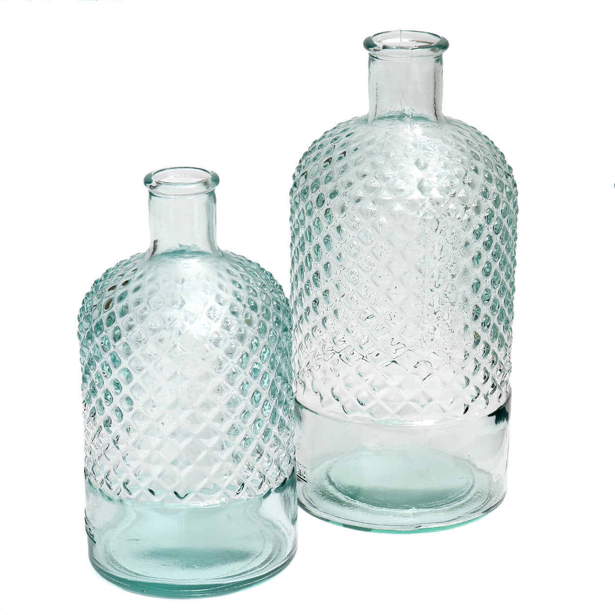 Vase aus recyceltem Glas in Blau 28 cm