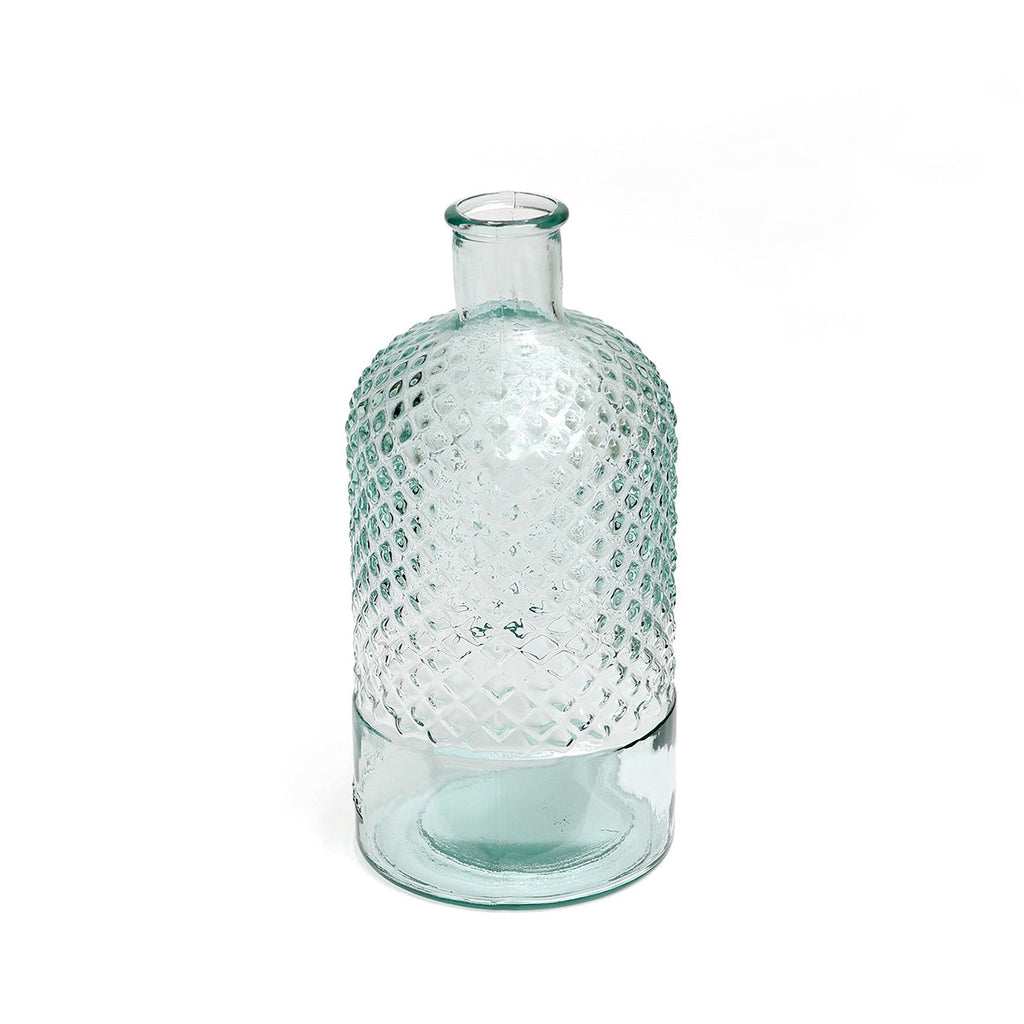 Deko-Vase aus Recyclingglas mit Rautenmuster – H22 cm