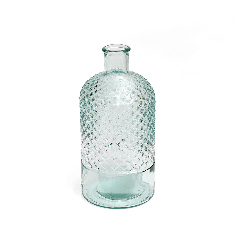 Deko-Vase aus Recyclingglas mit Rautenmuster – H22 cm