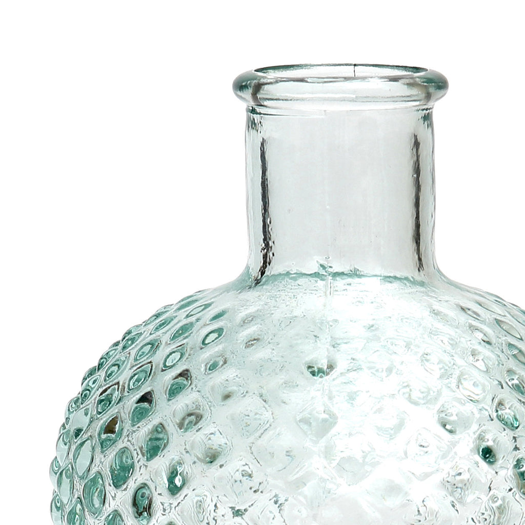 Deko-Vase aus Recyclingglas mit Rautenmuster – H22 cm