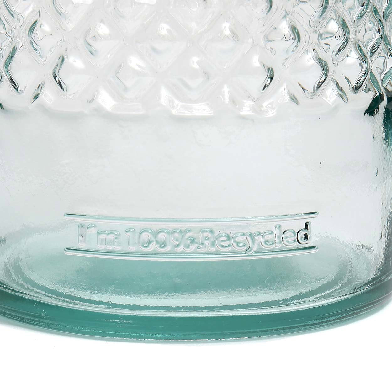 Deko-Vase aus Recyclingglas mit Rautenmuster – H22 cm