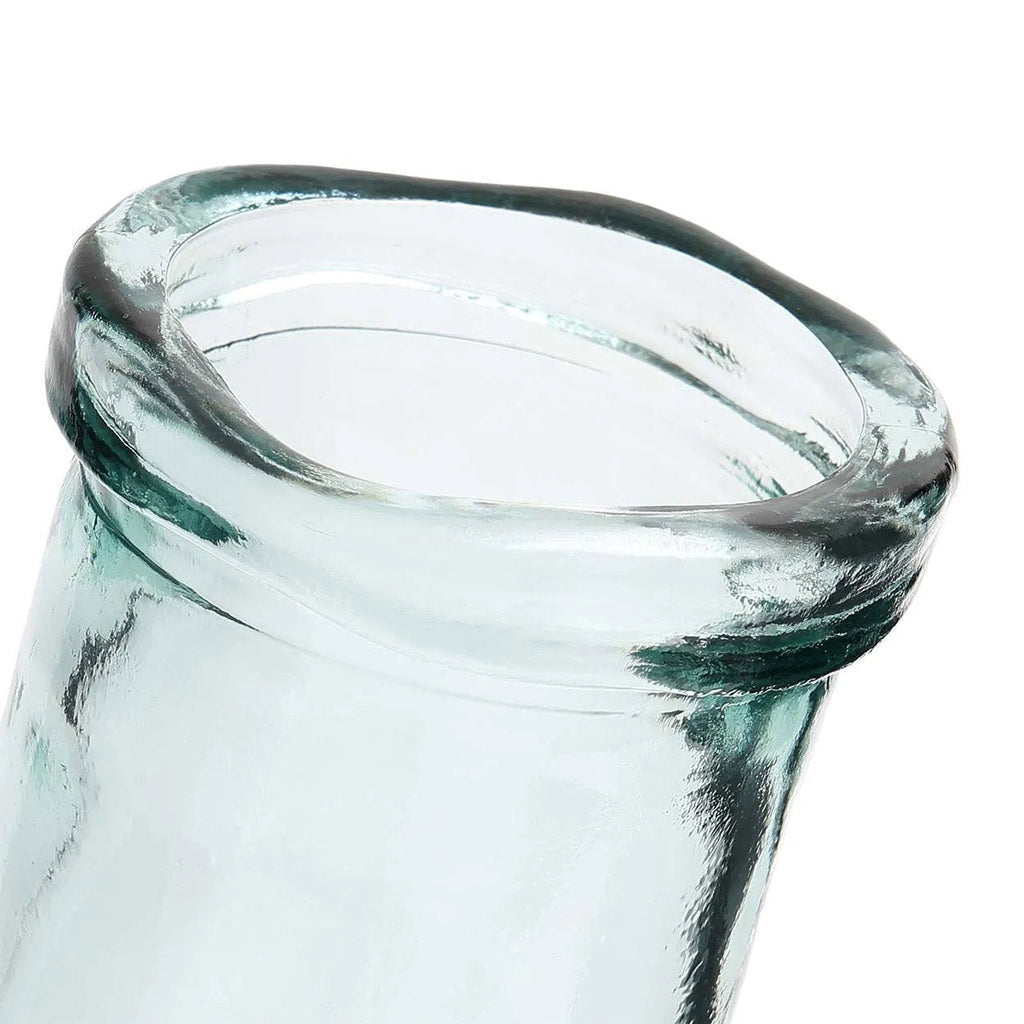 Vase aus recyceltem Glas in Aquagrün mit Wellenrand – H28 cm