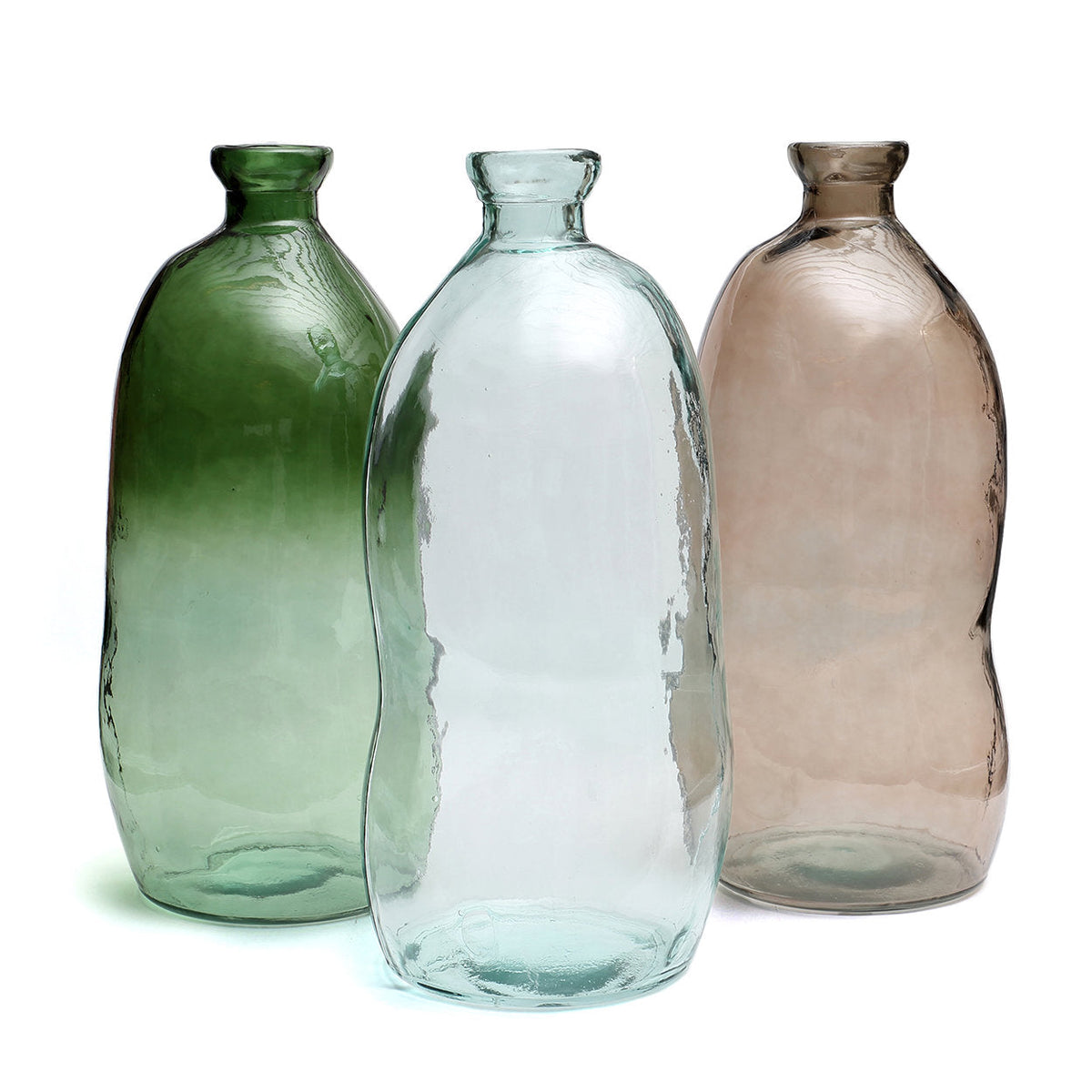 Vase aus transparentem Glas in Grau mit gewellter Silhouette – H73 cm