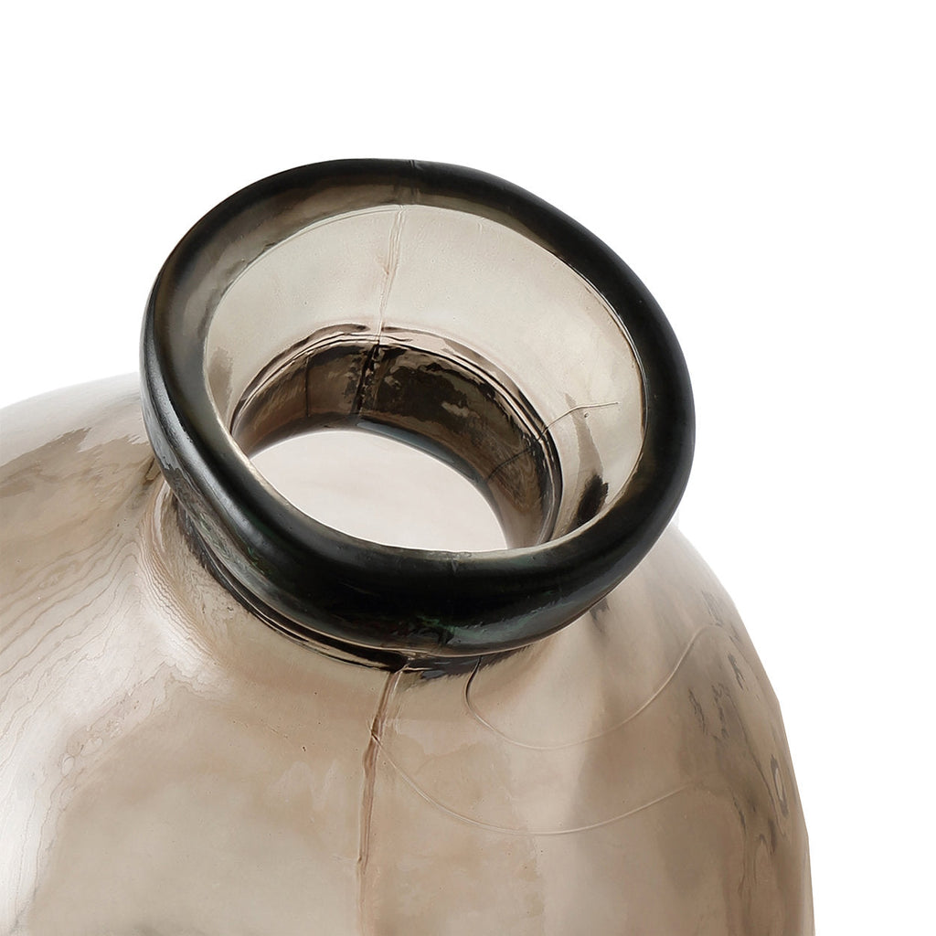 Vase aus transparentem Glas in Grau mit gewellter Silhouette – H73 cm