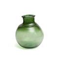 Runde Vase aus Recyclingglas in Grün mit Struktur – H31 cm
