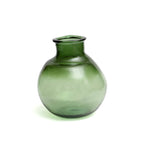 Runde Vase aus Recyclingglas in Grün mit Struktur – H31 cm