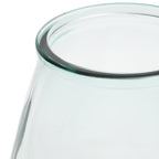 Vase en verre recyclé transparent arrondi moderne bleu – H35 cm