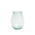 Ovale Vase aus Recyclingglas in Transparentblau – H23 cm