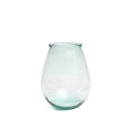 Ovale Vase aus Recyclingglas in Transparentblau – H23 cm