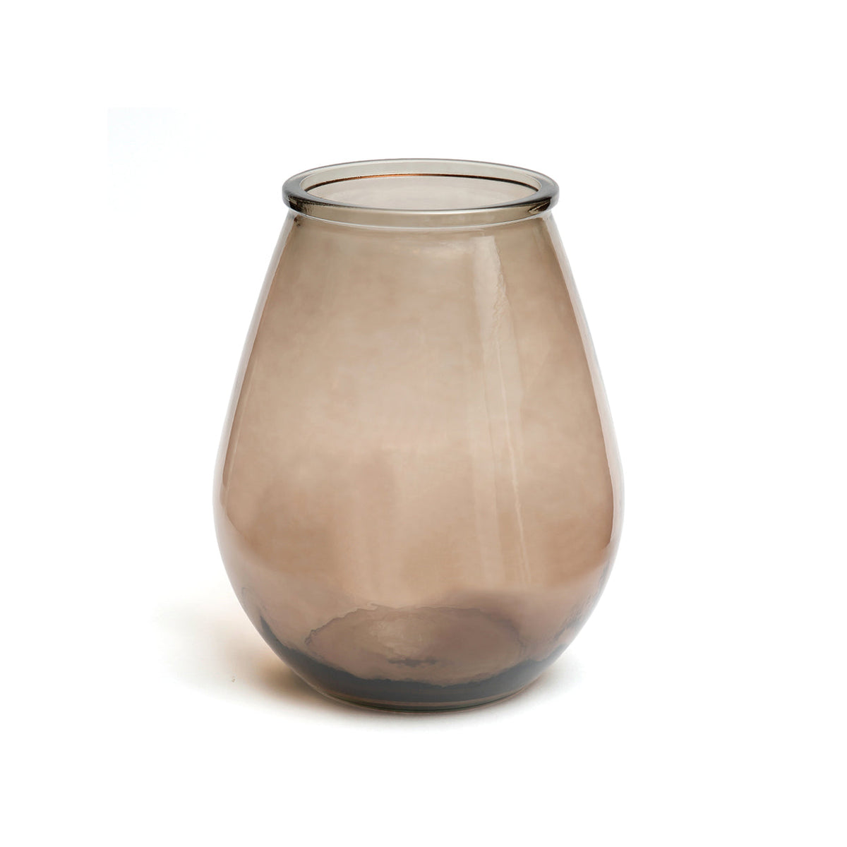 Ovale Vase aus Recyclingglas in transluzentem Braun – H35,5 cm