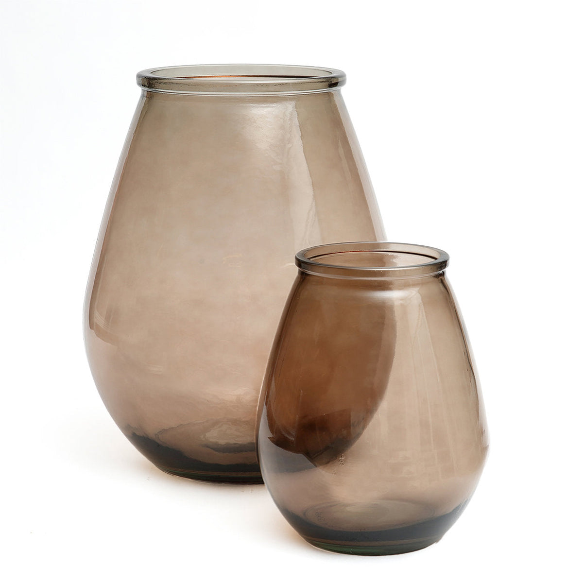 Ovale Vase aus Recyclingglas in transluzentem Braun – H35,5 cm