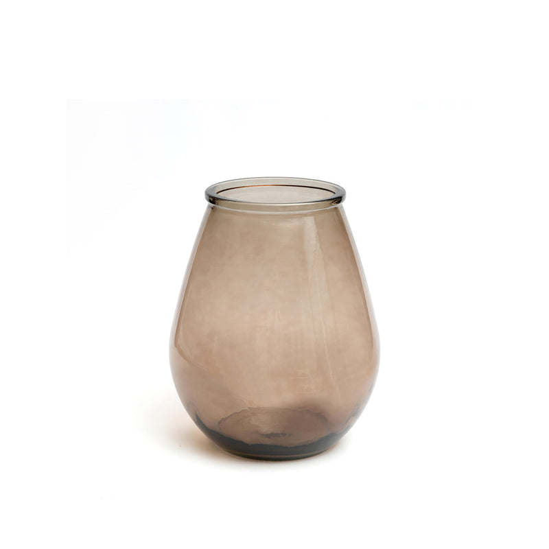 Vase en verre recyclé brun translucide ovale – H23 cm